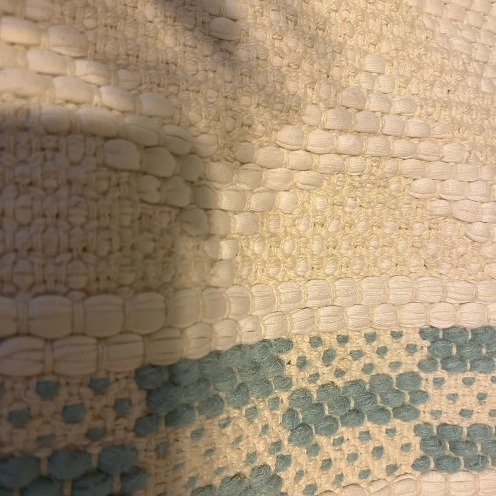 West Elm Cream and Blue Accent Pillow